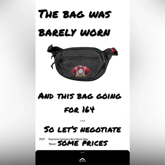 Supreme Vampire Boy Waist Bag “Black” - Picture 1 of 2